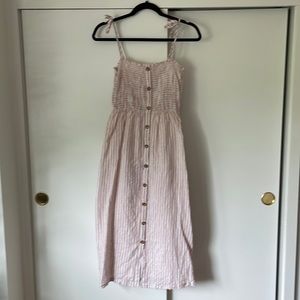 GAP pink and white striped midi dress